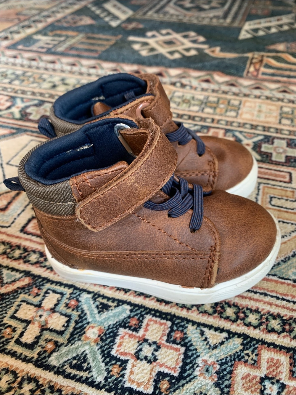 wonder nation Brown High-Top Sneakers with Navy Accents